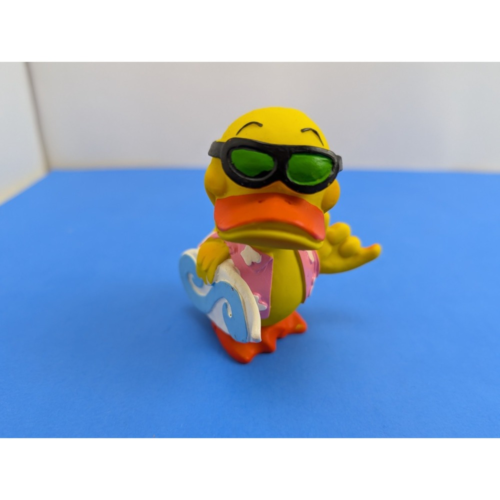 Lanco Surfer Rubber Duck Yellow Sunglasses Surfboard Collectible Toy